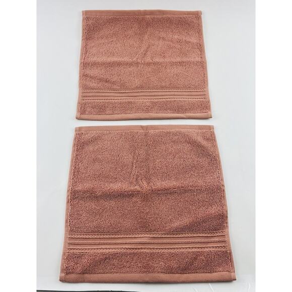 2 Brooks Brothers Turkish Wash Cloths Orange Peach Pink Color Zero Twist Cotton - Picture 8 of 10